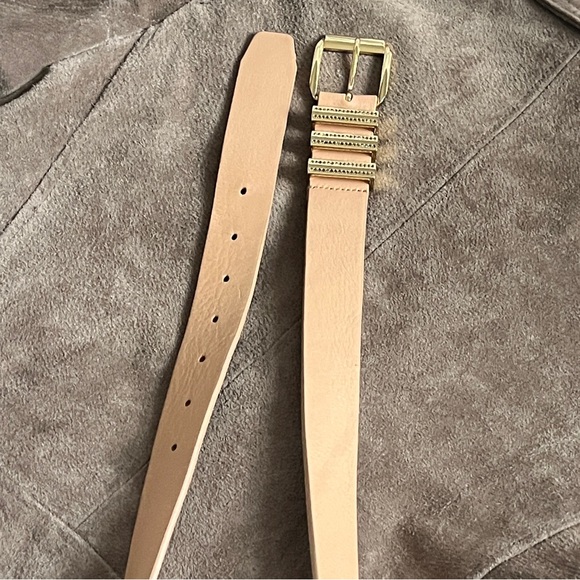 J. Crew Leather Belt Gold Hardware with Rhinestones XS - Picture 5 of 9